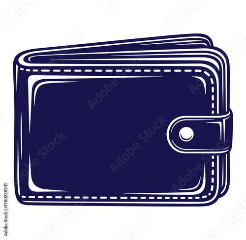 Stylized illustration of a blue wallet isolated on a white background suitable for design projects