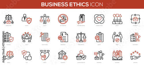 Two-tone line style business ethics icons