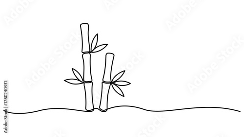 Continuous one line drawing of bamboo. Single line art style bamboo tree drawing for a plantation logo. Fresh evergreen perennial flowering plant concept for plant icon. Pro vector