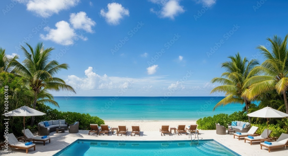 Fototapeta premium Tropical beachfront pool oasis