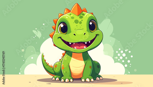 Adorable Cartoon Dinosaur Illustration for Children's Books and Games