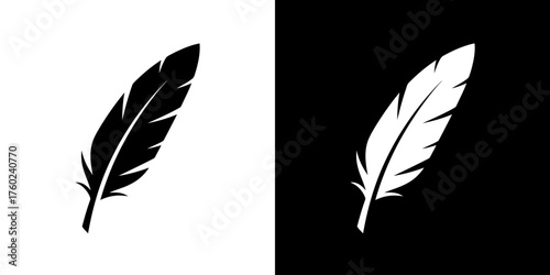 Black and white feather silhouettes on split