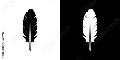 Black and white feather silhouettes on