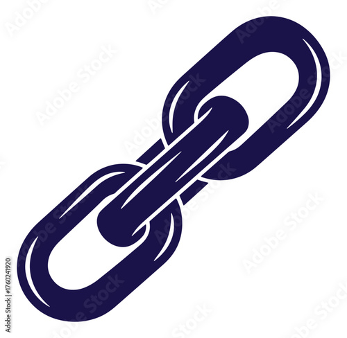Dark blue isolated chain symbolizing strength connection unity and partnership on white