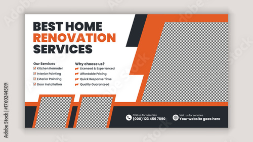 Horizontal Banner Template for Home Improvement Repair and Renovation Promotions