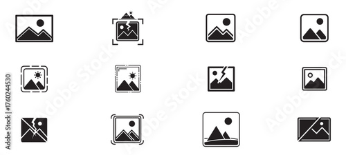 Cameras photo Line Icons. Symbols Portraits and Family Photos. Editable Stroke