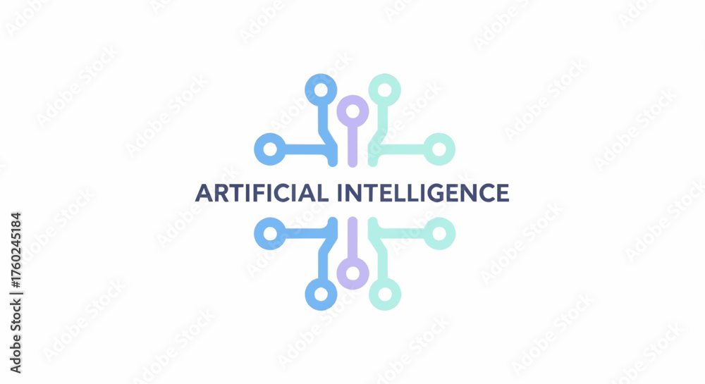 Fototapeta premium AI Technology Flat Icon Minimal Vector Illustration of Artificial Intelligence