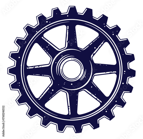Isolated dark blue gear wheel vector illustration on white background for industrial concepts