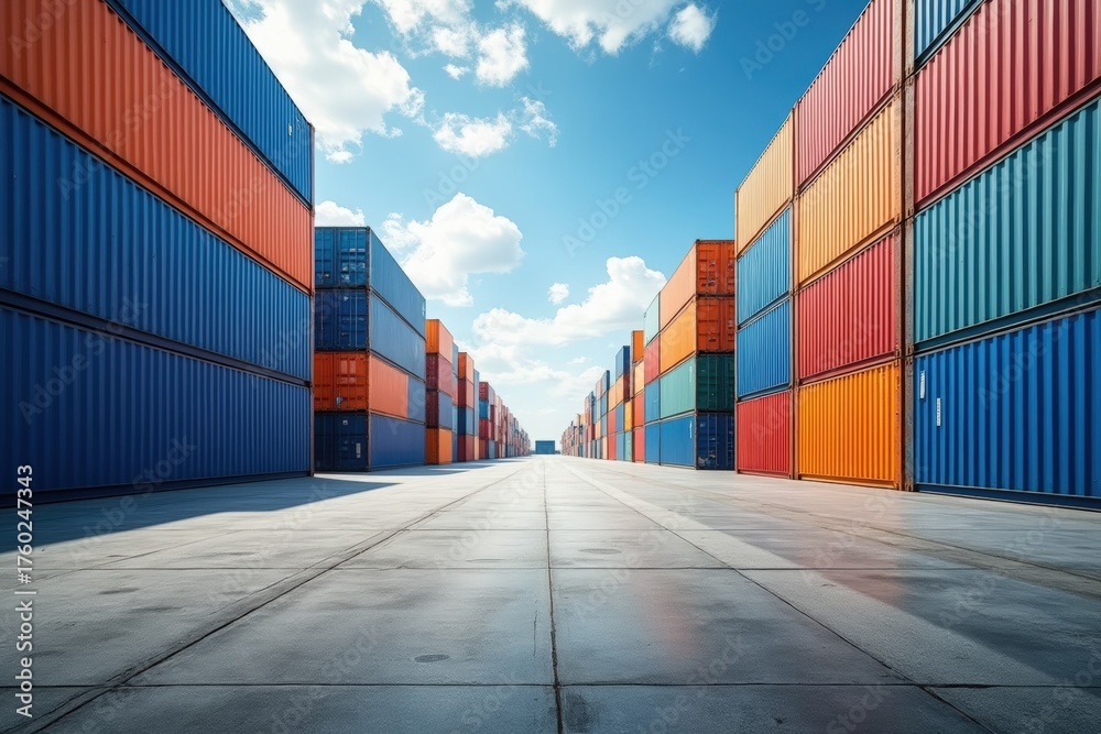 custom made wallpaper toronto digitalRows of colorful shipping containers under a bright blue sky