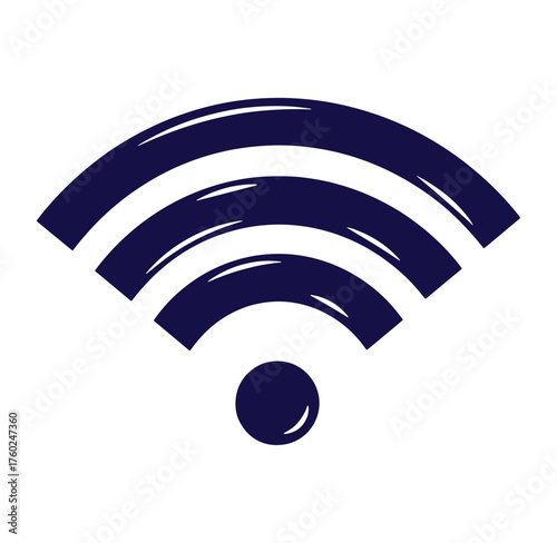 Simple blue and white vector illustration of a wireless network signal icon
