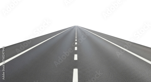 A long, straight road with white lines and no vehicles.