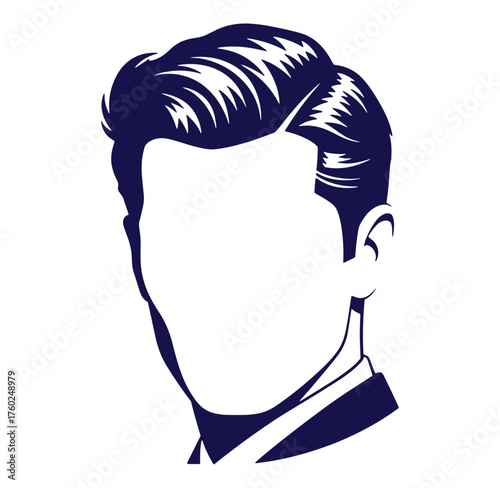 Stylish vector illustration of a man's head with a modern haircut and silhouette design