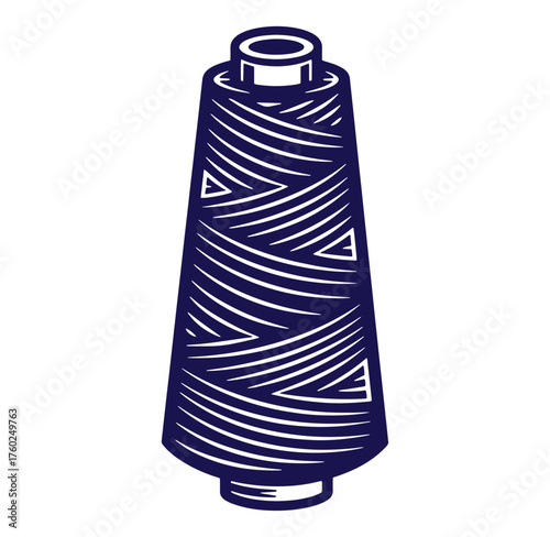 Vector illustration of a blue thread spool used for sewing and crafting purposes