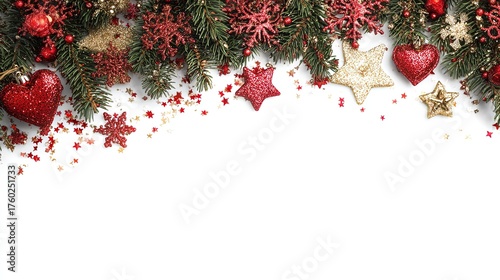 Christmas Red and Gold Decoration Border - Festive Creative Material