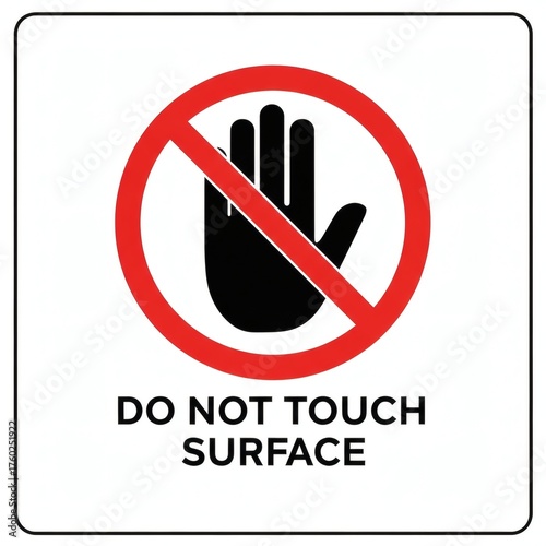 Warning sign reminding not to touch the surface, promoting safety and hygiene in public spaces with a clear and universal message of caution and prevention