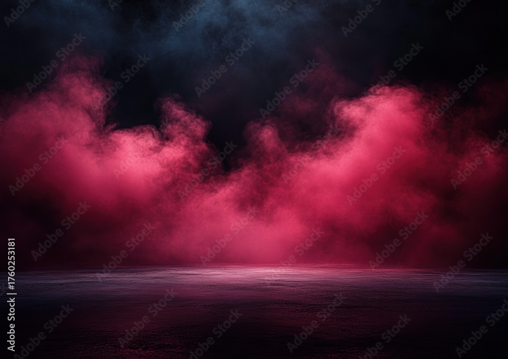 Fototapeta premium Vibrant red and dark smoke swirling over a reflective surface creating a mysterious and dramatic atmosphere
