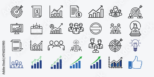 Business Growth and Success Icons Set for Corporate Presentations and Marketing