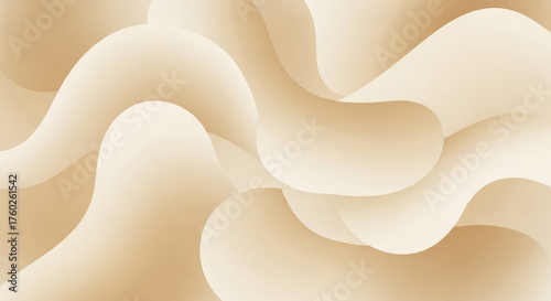 Abstract flowing organic shapes with soft gradient lighting in warm beige and cream color palette, creating sense gentle movement and smooth texture