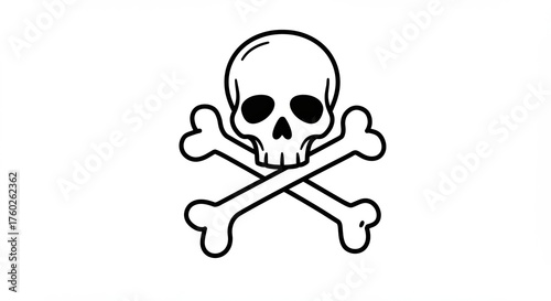 Skull and crossbones symbol on white background.