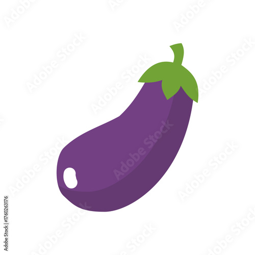 Vibrant purple eggplant icon in flat style, ideal for cooking, healthy food, and vegetarian recipes
