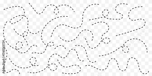 Hand drawn dotted lines path on white background. Curved dotted line, Path travel dotted line trip dashed trace destination. Vector illustration. Best Design, EPS 10.      