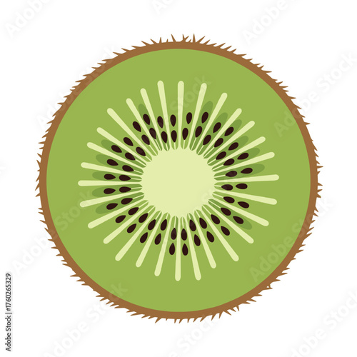 green and yellow round circle kiwi in a cut
