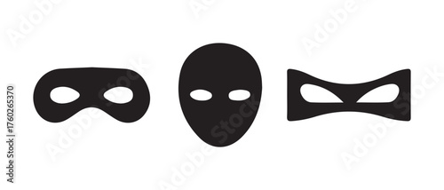 Stylish Black Masks Icons for Festival and Celebration