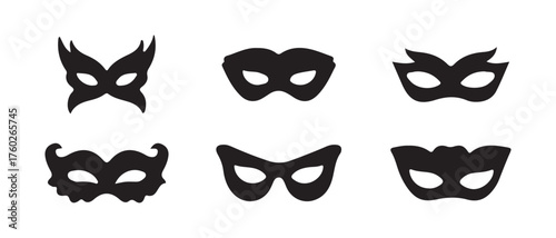 Fashion Party Mask Vector Illustrations Set