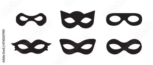Black Silhouette Icons of Party and Festival Masks