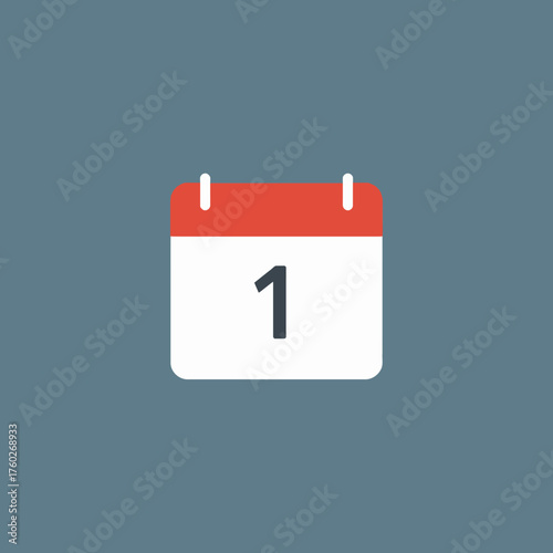 A flat design calendar icon with highlighted date, symbolizing an event or appointment, viewed from the front