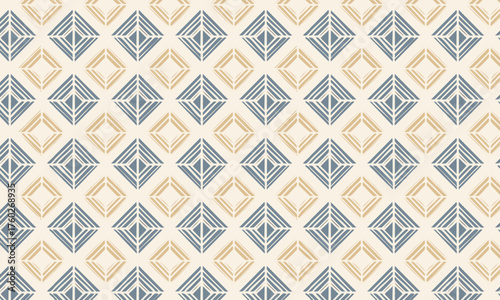Seamless geometric diamond pattern with a hand-drawn boho ethnic style