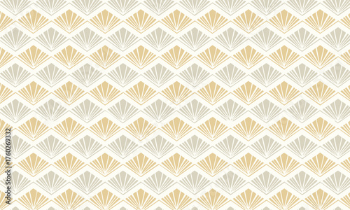 Elegant seamless Art Deco pattern with luxury geometric fan motifs in gold