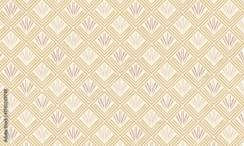 Elegant seamless Art Deco pattern with geometric fan and chevron motifs