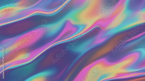 Iridescent holographic waves with smooth gradient shimmer and subtle flowing motion seamless loop for vibrant cinematic abstract backgrounds