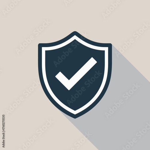 Shield with Check Mark Security and Protection Icon for Trust and Validation