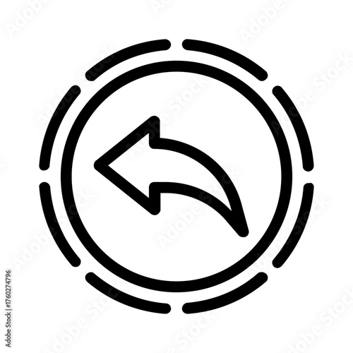 Circular arrow with a tail. Ideal for website design, email buttons, software interfaces, and graphic design projects requiring a reply or undo symbol.
