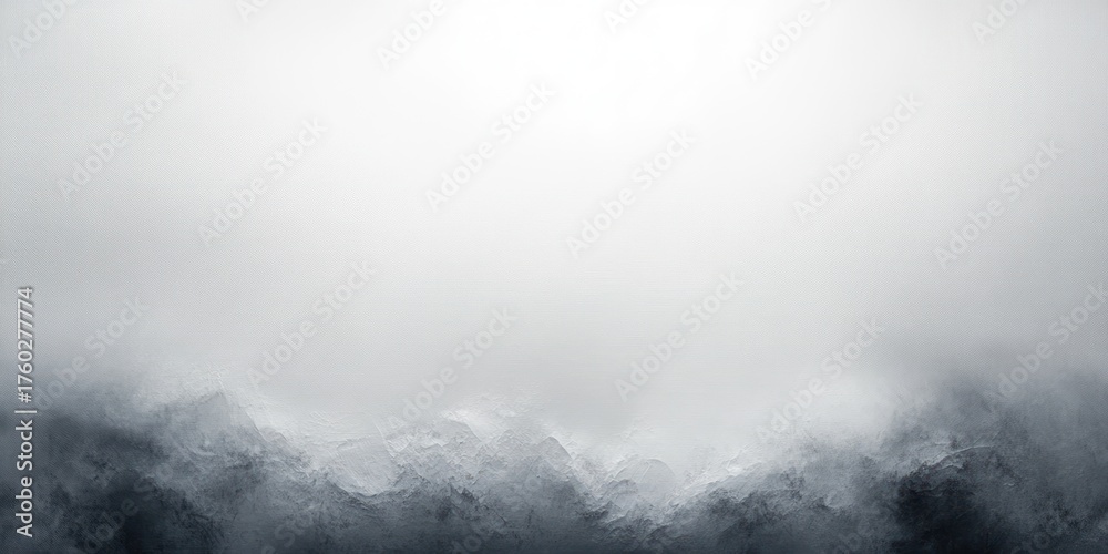 Fototapeta premium Abstract misty mountain range in grayscale fading into a foggy sky with textured brush strokes creating a soft atmospheric effect