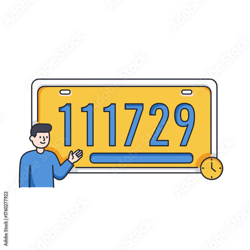 License plate number 111729 with cartoon character