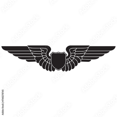 Classic pilot wings emblem with shield