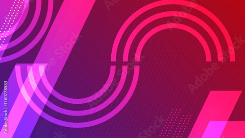 Vibrant Pink Abstract Background with Curved Elements
