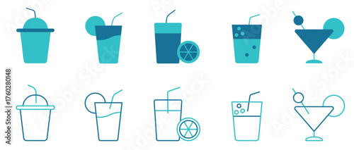 Fruit juice and drink icon set.fruit, juice, lime, orange, pumpkin, watermelon.Solid vector illustrator.