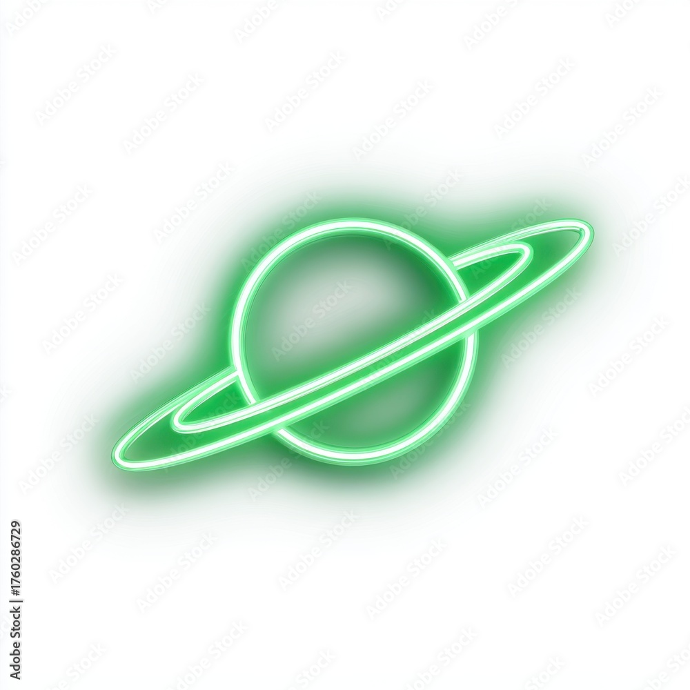 Naklejka premium Neon Green Planetary Ring System Illustration
