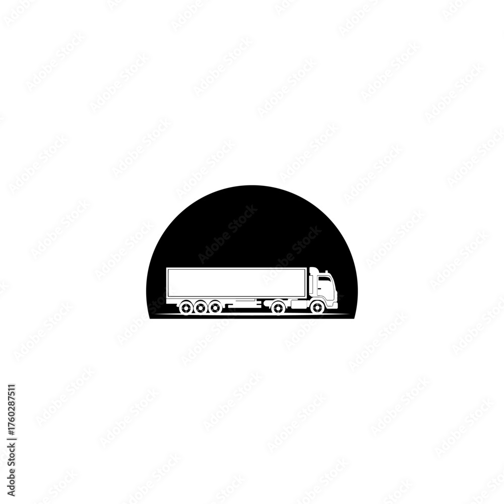 Fototapeta premium black and white background container truck car icon