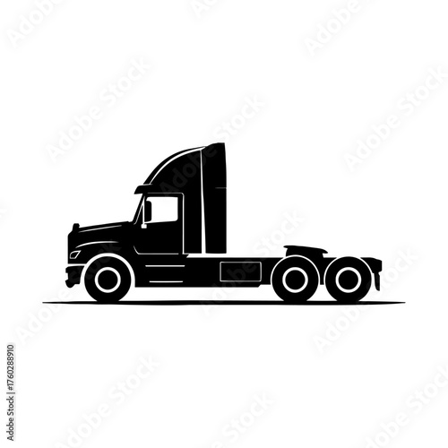 Semi-Truck Tractor Head Black Silhouette Icon