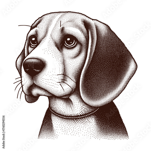 Flat vector illustration of sad dog portrait, emotional pet artwork