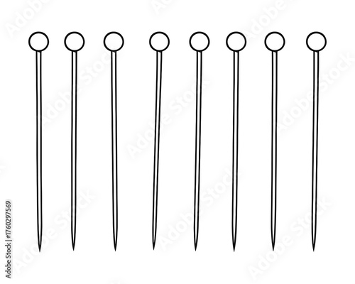 Elegant Silver Cocktail Picks: A Minimalist Lineup for Appetizers and Drink Garnish.