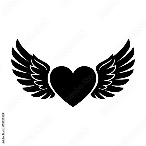 Vector art of heart with wings for love and freedom concept