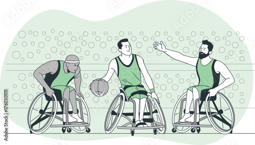 Wheelchair Basketball Players Competing on Court sports athletes
