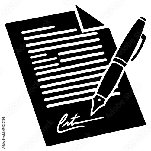 Legal contract document depiction illustration vector icon graphic