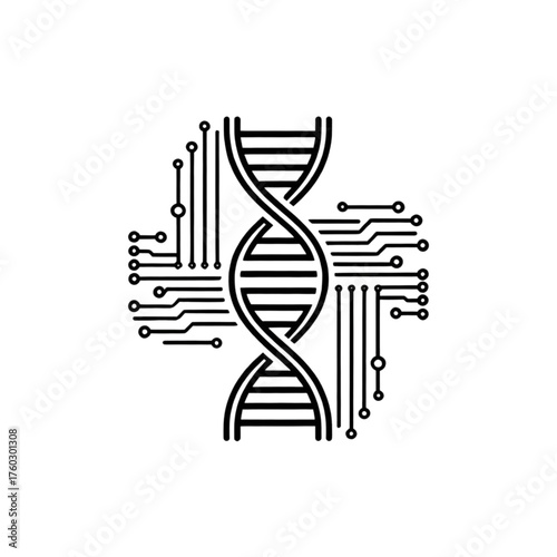 Wallpaper Mural Bio-Digital Synthesis Vector Logo with DNA and Circuit Board Torontodigital.ca